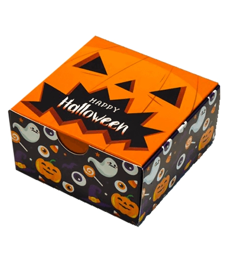 Coffin-shaped-Halloween-gift-box-with-orange-foil-custom-boxes