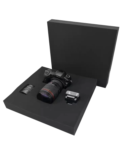 Custom-rigid-camera-packaging-box-with-black-foam