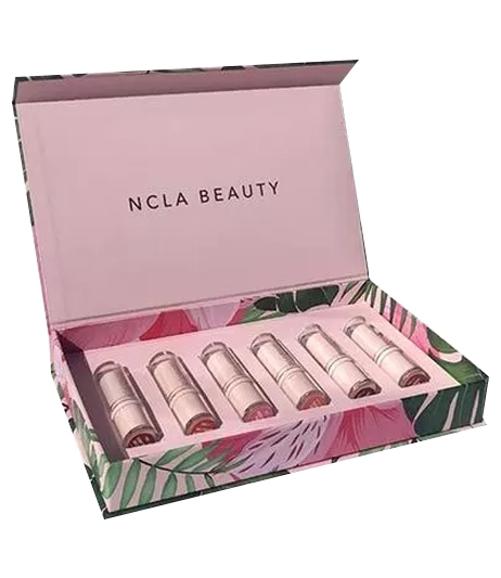 Glossy-pink-custom-lip-gloss-box-with-gold-foil-branding