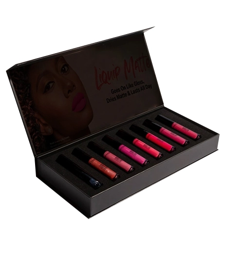 Matte-black-lip-gloss-box-with-embossed-logo